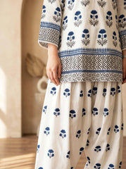 White Beauty with Blue Print 2 PC