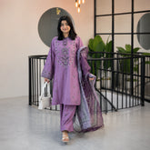 PURPLE EMBROIDERED 3PC
