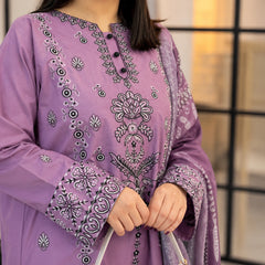 PURPLE EMBROIDERED 3PC