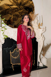 Red Embroidered 2 PC