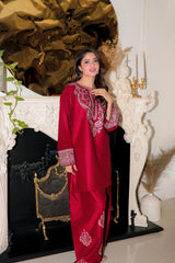 Red Embroidered 2 PC