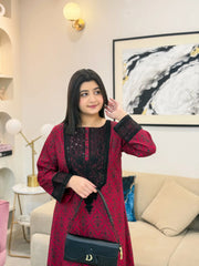 Amber Black Red Embroidered 2 PC