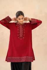 RED BLACK EMBROIDERED 2 PIECE