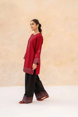 RED BLACK EMBROIDERED 2 PIECE