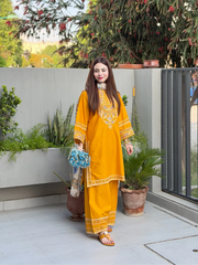 Yellowish Embroidered Fit 3 PC