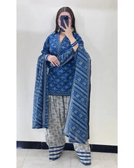 Ajrak Blue (Farshi Shlwar)Printed 3 PCS