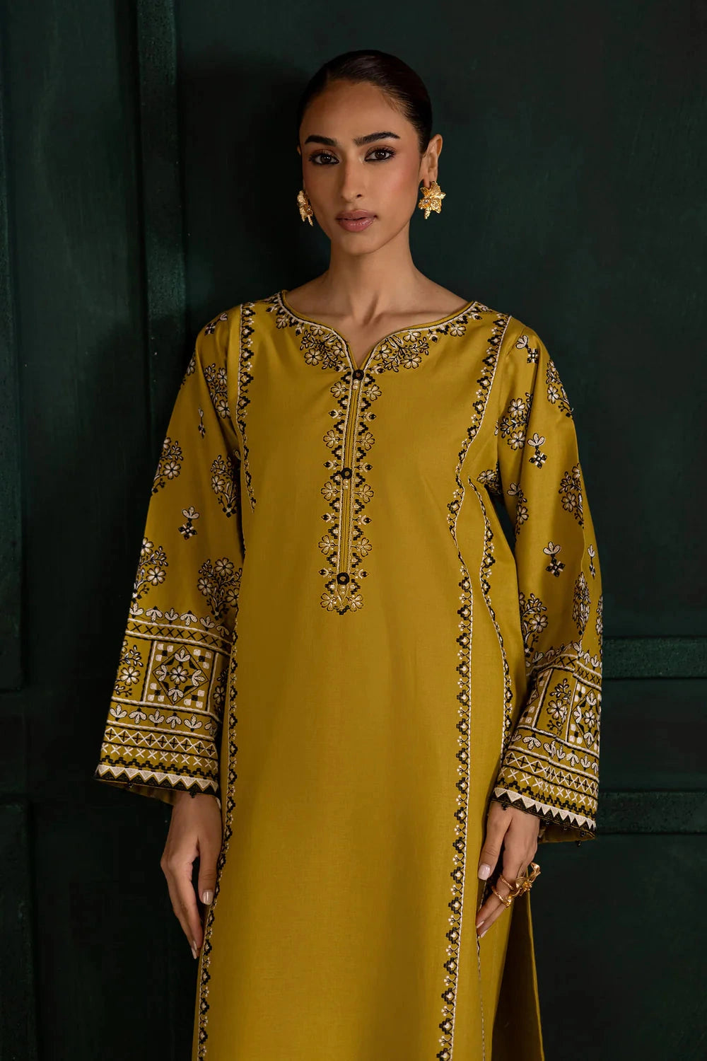 Kantha - 2Pc Stitched Embroidered Dress Satin Silk Kantha - 2Pc Stitched Embroidered Dress Satin Silk