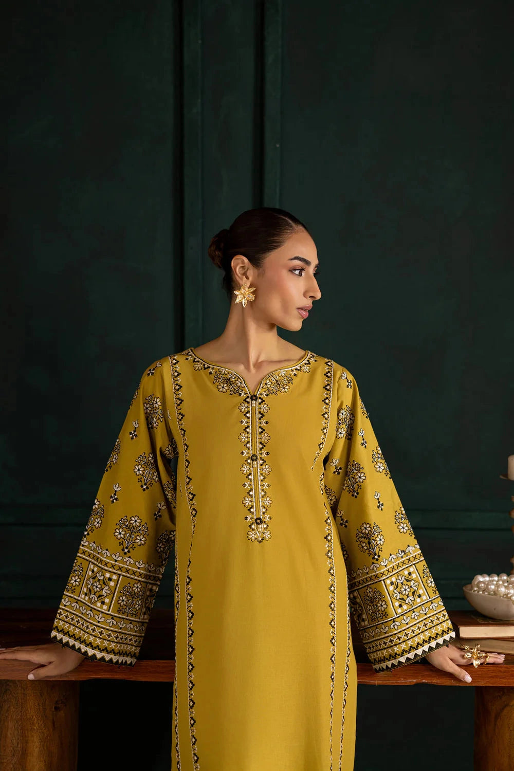 Kantha - 2Pc Stitched Embroidered Dress Satin Silk Kantha - 2Pc Stitched Embroidered Dress Satin Silk