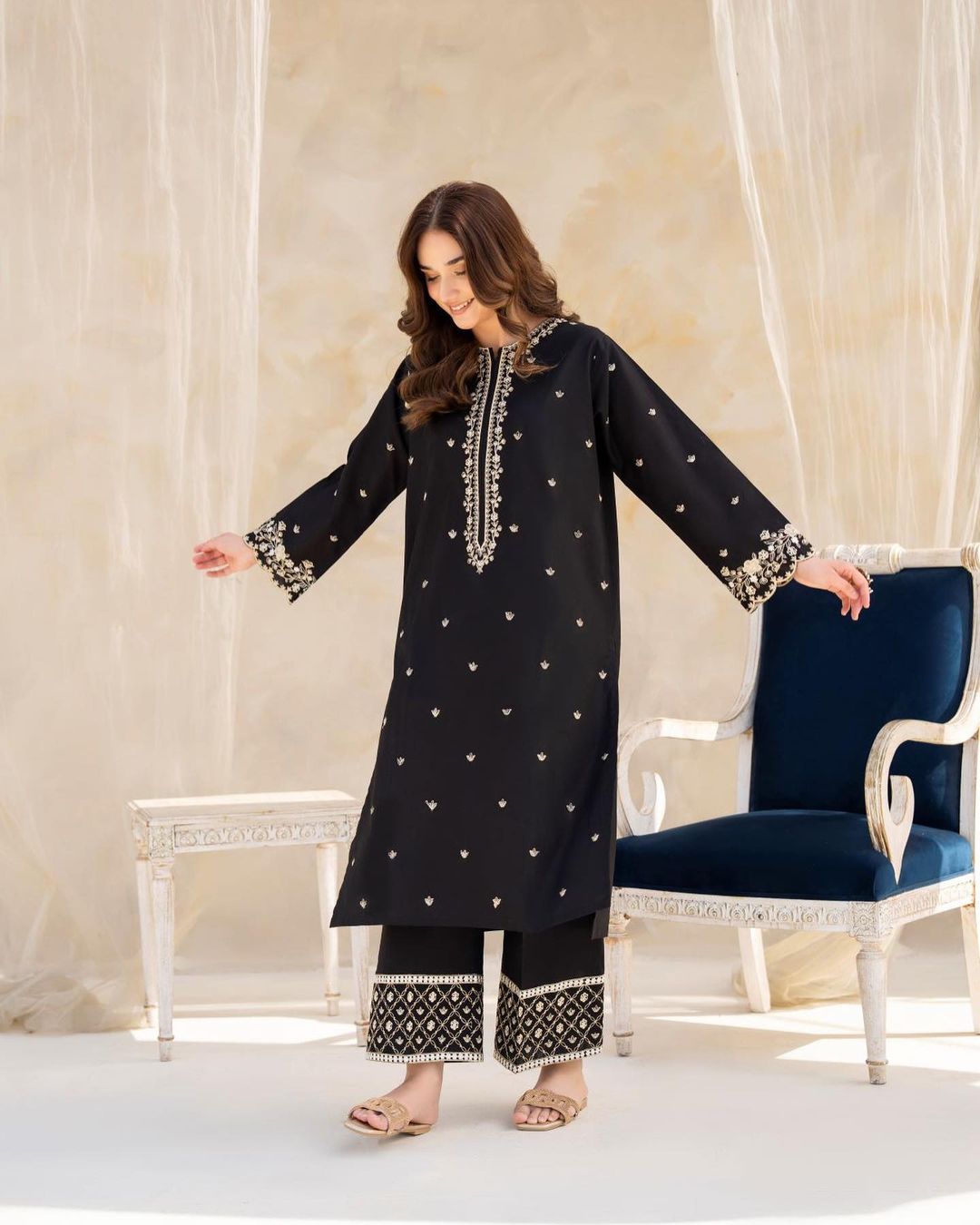 Black Hock Embroidered  2 PC