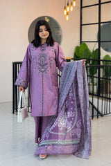 PURPLE EMBROIDERED 3PC