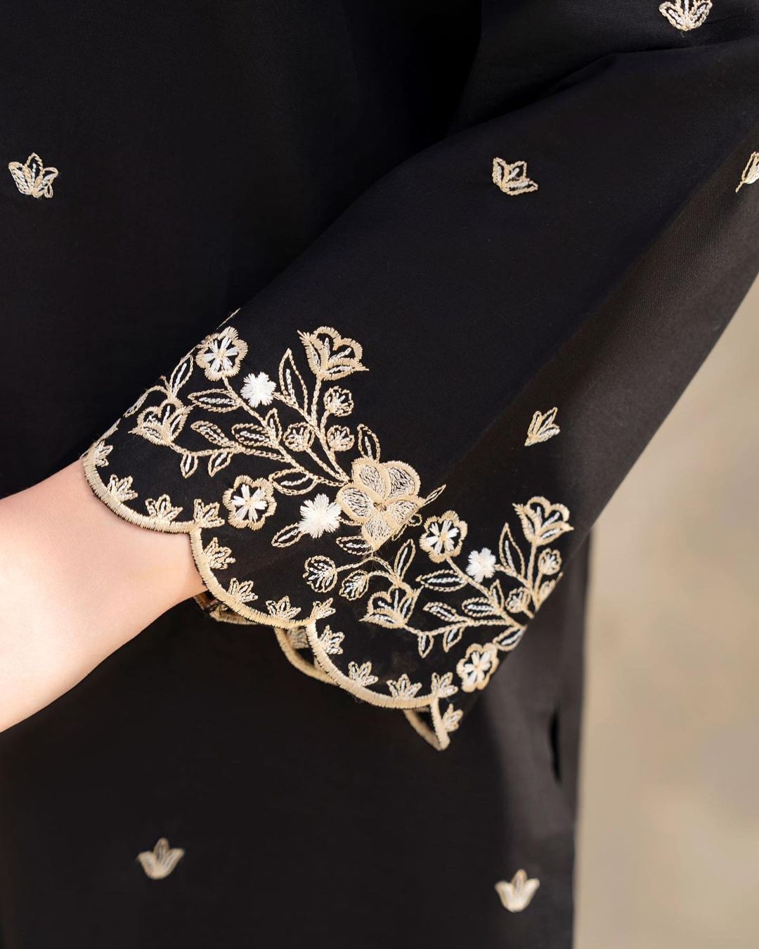 Black Hock Embroidered  2 PC
