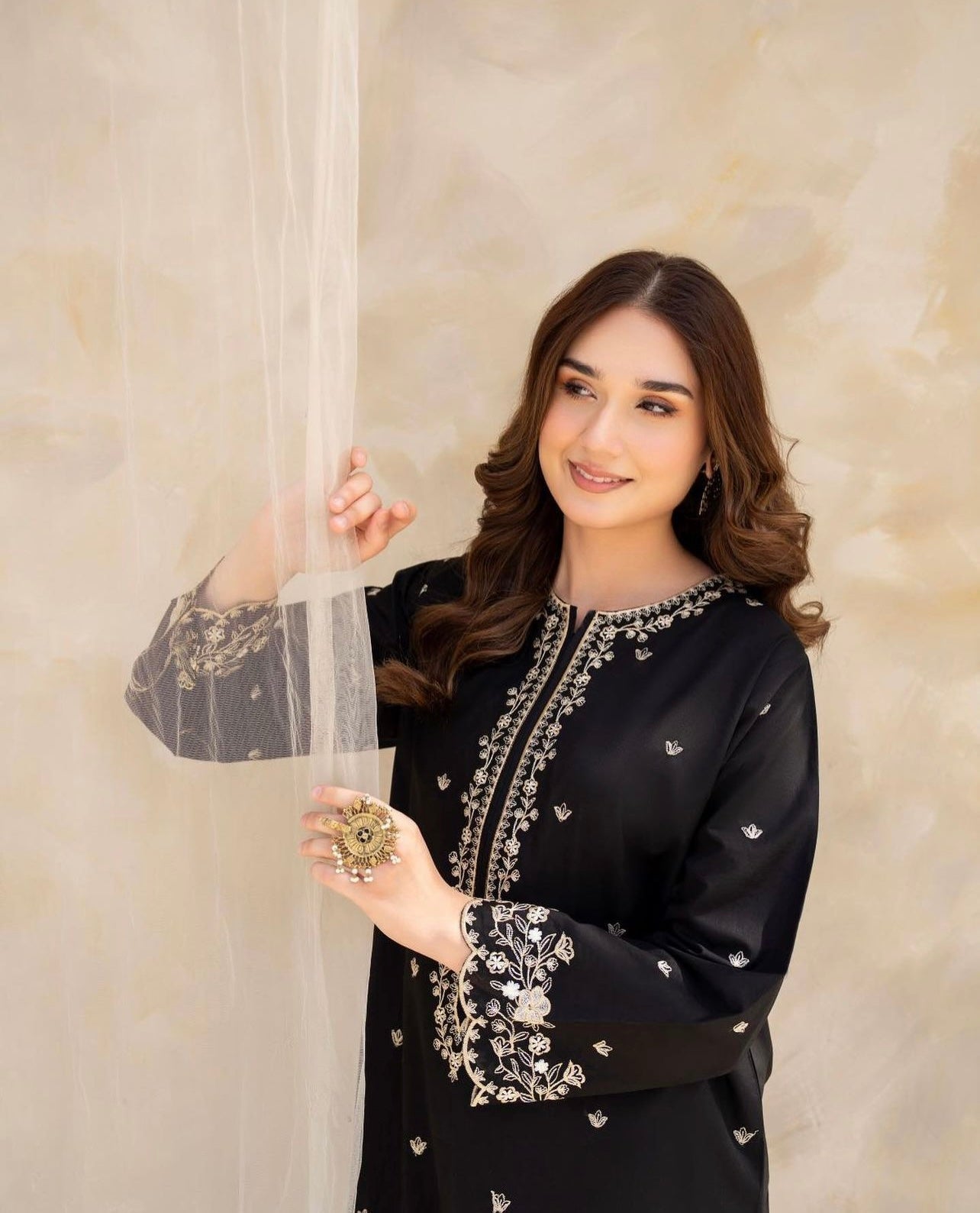 Black Hock Embroidered  2 PC