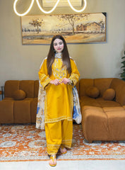 Yellowish Embroidered Fit 3 PC