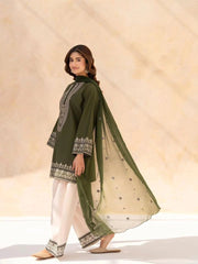 Olive Green FIT 2 PC Embroidered