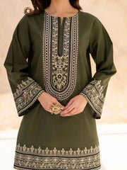 Olive Green FIT 2 PC Embroidered