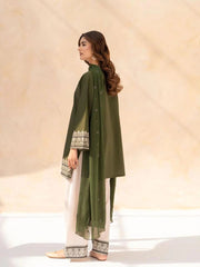 Olive Green FIT 2 PC Embroidered