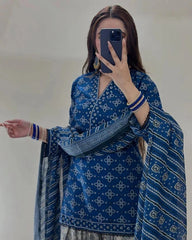 Ajrak Blue (Farshi Shlwar)Printed 3 PCS