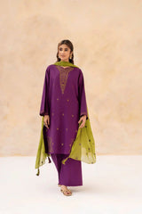 Burgandi Parrot Fit 3 PC Embroidered